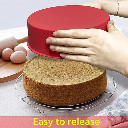 Heart Shaped Cake Pans, 3pcs 6 Inch Silicone Cake Pan for Baking, Heart Molds Silicone Non-Stick Quick Release Suitable, Easy Clean