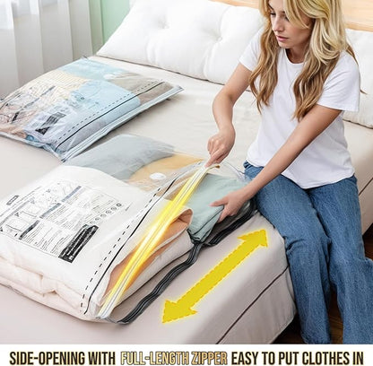 TAILI 4 Pack Vacuum Storage Bags, LONG SIDE ZIP (39x28 inch) Vacuum Seal Bags for Clothing, Jumbo Storage Space Saver for Beddings, Comforters, Blanket, Pillows and Clothes