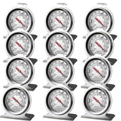 Stainless Steel Refrigerator Freezer Thermometer Large Dial Thermometer (12 Pack)