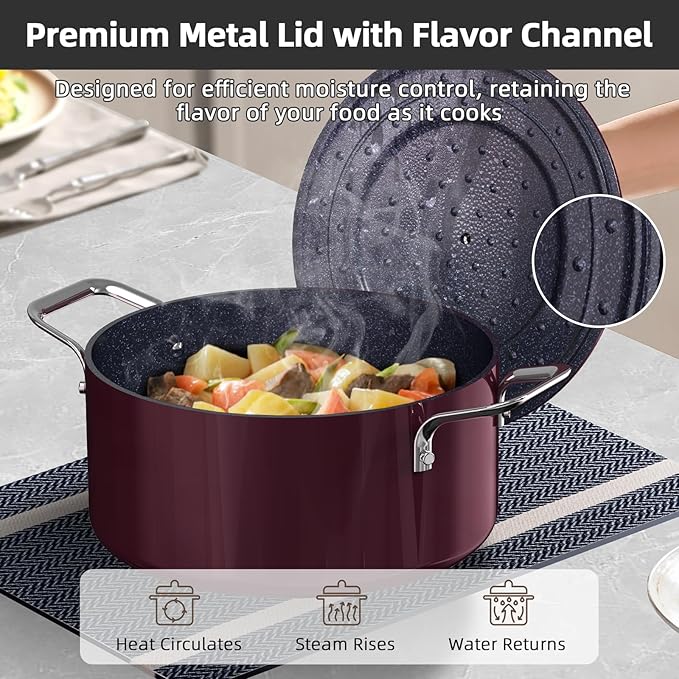 Nuwave Lux 13pc Forged Lightweight Cookware Set PFAS Free, Healthy G10 Duralon Ceramic Coating, Ultra Non-Stick, Stay-Cool Handles, Works on All Cooktops & Induction Ready