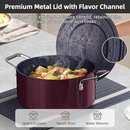Nuwave Lux 13pc Forged Lightweight Cookware Set PFAS Free, Healthy G10 Duralon Ceramic Coating, Ultra Non-Stick, Stay-Cool Handles, Works on All Cooktops & Induction Ready