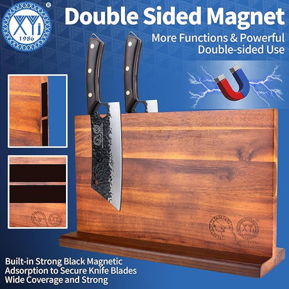 XYJ Knife Block Set, Knives Set with Holder, Cutting Board, Scissors, Gloves, Sharpening Stick, Washing Cloth, High-Carbon Steel Blades, Chef's Knives, Cleaver, Carving Knife, Nakiri, Full Tang Design