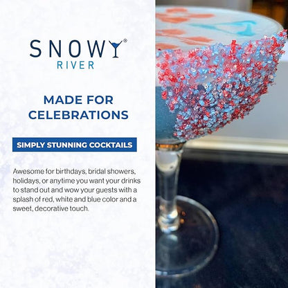 Snowy River Americas, Cocktail & Margarita Sugar Rimmer - Vibrant Naturally Colored Sugar for Cocktail Rimming, Baking & Decorating, Medium Crystal - 8oz