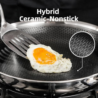 DELUXE Hybrid Ceramic Nonstick 8-Inch Fry Pan, Skillet with Stay-Cool Handles, Dishwasher&Oven Safe, PFOA Free Compatible with All Cooktops