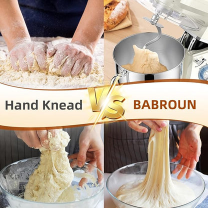 Dough Mixer 8.45 QT Electric Mixer - 660W 6 Speed Large Capacity Kitchen Stand Mixer with Whisk Dough Hook Mixing Beater Household Food Mixer for Baking Cakes Cookie Bread Salad (White)