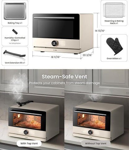 FOTILE HYZK32-E3-E ChefCubii 1.1 cu. ft. 4-in-1 Combi-Steam Oven with Steam-Bake, Air Fry, Convection, Dehydrator Functions, and 50 Preset Menus, Beige