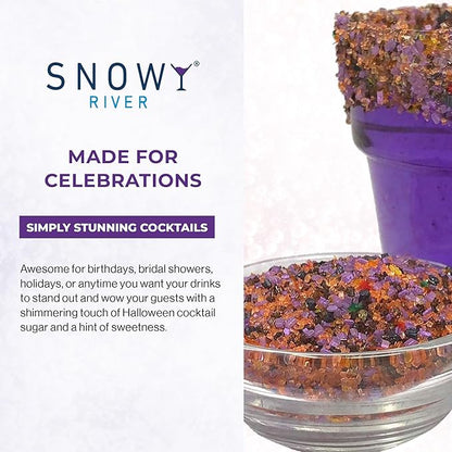 Snowy River Halloween, Cocktail & Margarita Sugar Rimmer - Vibrant Naturally Colored Sugar for Cocktail Rimming, Baking & Decorating, Medium Crystal - 80oz