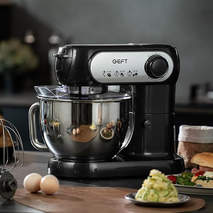 Stand Mixer, 3.5QT+6QT Two Bowls Kitchen Electric Mixer, 600W 6+P speed Tilt-Head Food Mixer with Stainless Steel Bowl, Dishwasher-Safe Dough Hook, Flat Beater, Wire Whisk, Splash Guard, Black