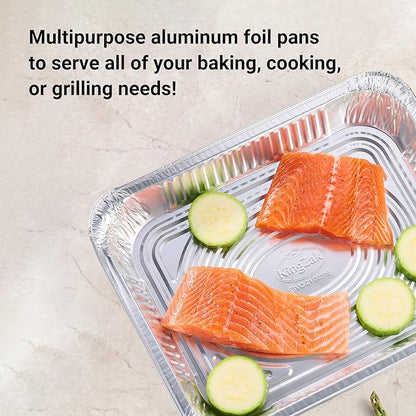 Aluminum Pans Half Size, 9X13, Extra Heavy Duty Disposable Foil Pans For Baking (100 Pack) Roasting & Chafing, Bulk Quantity for Caterers, Restaurants & Hotels For Buffets, Steam Table & Food Prepping