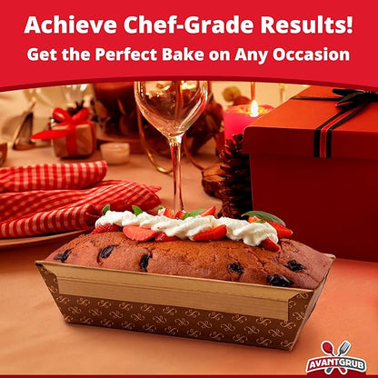Chef-Grade Elegant 1Lb Paper Loaf Pans 10 Pk. Best Disposable Bakeable Kraft Pan Supply for Baking Bread, Small Meatloaf, Lemon Bundt Cake, Sweets for Holiday Gifts Bake Sales or Fundraiser.