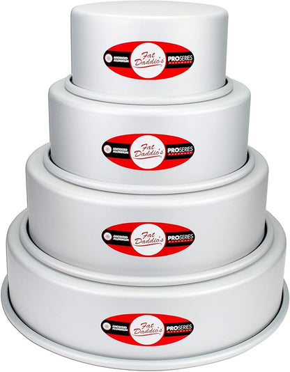 Fat Daddio's Anodized Aluminum 4-Tiered Even Round Cake Pan Set, 3 Inch Depth