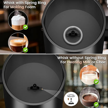 Milk Frother Electric, 4-in-1 Milk Frother and Steamer for Latte, Cappuccino, Hot & Cold Milk Froth Maker, Automatic Milk Steamer and Frother, Quiet One-Touch Operation, Easy to Clean