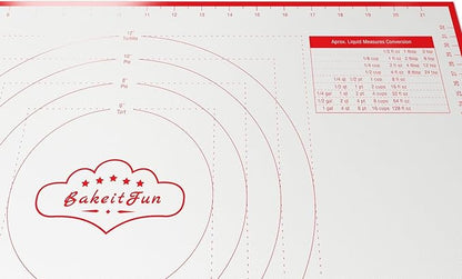 Silicone Pastry Mat Small 15 x 10 in Nonstick Dough Rolling Mat with Measurements Inch and cm Circles Conversion Charts BPA Free Heat Resistant to 450 F Dishwasher Safe