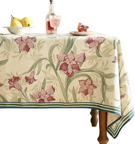 patdrea Designer French Vintage Green Rectangle Tablecloth,Vintage Linen and Floral Pattern Extra Long Table Cloth,Decor Table Cover for Kitchen Dining Christmas Thanksgiving,67"x118"-Tara a