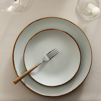 Stone Lain, Stoneware, Service for 4, Light Green, Plates and Bowls Sets, Dinnerware Set with 4 Dinner - & 4 Salad Plates, 4 Pasta - & 4 Round Bowls, Dishwasher & Microwave Safe, 16-Piece