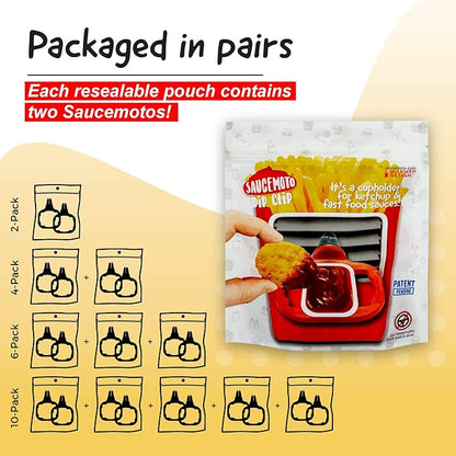 Saucemoto Dip Clip | An in-car sauce holder for ketchup and dipping sauces. As seen on Shark Tank (2 Pack, Gray)