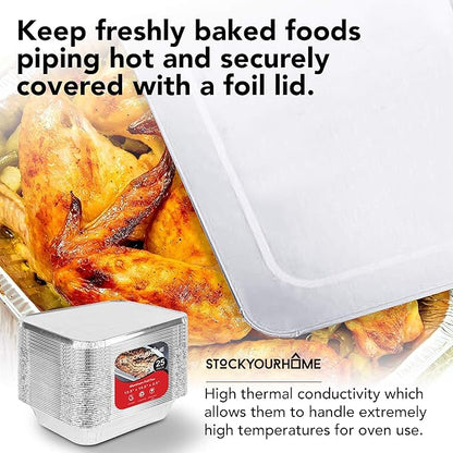 Foil Pans with Lids - 9x13 Aluminum Pans with Covers - 150 Foil Pans and 150 Foil Lids - Disposable Food Containers Great for Baking, Cooking, Heating, Storing, Prepping Food