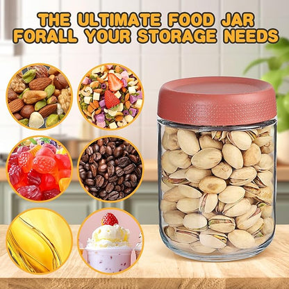 16 oz Glass Jars with Airtight Lids, Wide Mouth Mason Jars, Glass Storage Containers for Fruit, Overnight Oats, Salad Dressing, Sauce, Cereal, Yogurt, Snacks (6)