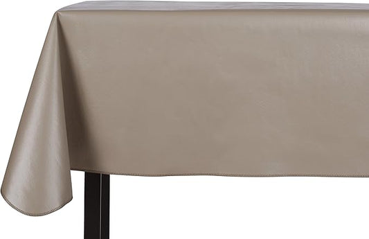 Yourtablecloth Heavy Duty Vinyl Rectangle or Square Tablecloth – 6 Gauge Heavy Duty Tablecloth – Flannel Backed – Wipeable Tablecloth with Vivid Colors & Many Sizes 52 x 108 Stone