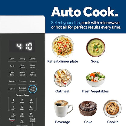 GE GCST10A1WSS 4-in-1 Microwave Oven, 1,050 Watts Air Fryer, Broiler & Convection Mode, Child-Lock Technology, Kitchen Essentials for The Countertop or Dorm Room, 1.0 Cu. Ft, Stainless Steel