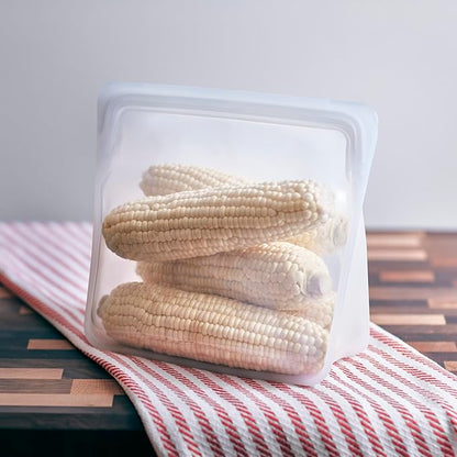 Stasher Premium Silicone Reusable Food Storage Stand-Up Bag Mega, Clear, Microwave, Sous Vide, Dishwasher, Oven and Freezer Safe, BPA Free, Leak-free, Eco-friendly, 104 Oz