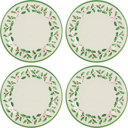 Lenox 863669 Holiday 4-Piece Melamine Dinner Plate Set, Christmas Dinnerware, Hosting