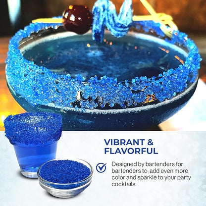 Snowy River Royal Blue, Cocktail & Margarita Sugar Rimmer - Vibrant Color Glass Rimming Sugar with Medium Crystal Texture - 8oz