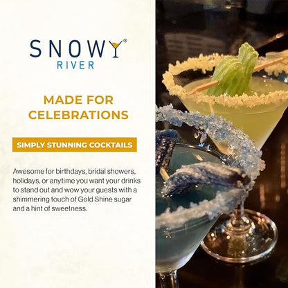 Snowy River Gold, Cocktail & Margarita Sugar Rimmer - Vibrant Color Glass Rimming Sugar with Medium Crystal Texture - 4oz