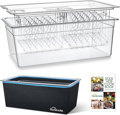 HOMENOTE Large Sous Vide Container 26 Quarts with Lid,Complete Sous Vide Accessories Kit BPA Free,Compatible with Anova and Most Sous Vide Cookers（Comes with 2 Sous Vide Racks and Insulating Sleeve）