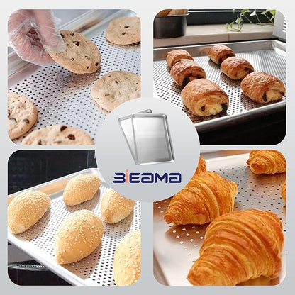 12 Pack Half Size 18" x 13" Aluminum Baking Sheet Pan Perforated, Commercial Bakery Equipment Cookie Sheets, NSF Approved Baking Tray