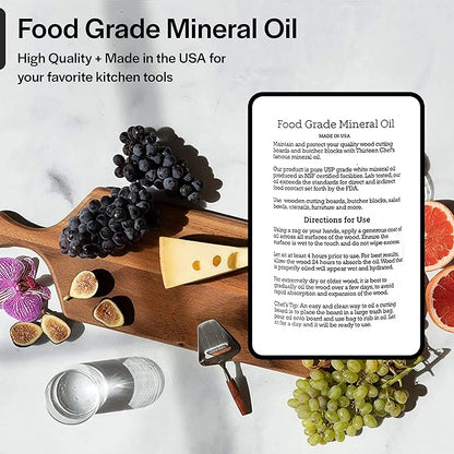 Thirteen Chefs Mineral Oil - 64oz Food Grade Conditioner for Wood Cutting Board, Countertop & Butcher Block, Lubricant for Knife or Meat Grinder - Safe USP Finish on Marble, Soapstone