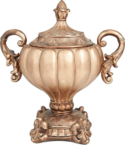 Deco 79 Polystone Solid Decorative Jars, 12" x 8" x 13", Bronze