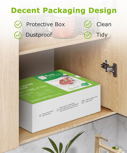 [2025 Upgraded] Bonsenkitchen 6 Rolls 11" x 16' Vacuum Sealer Bags for Food with a Color Box, Easy to Store, Commercial Grade, BPA Free, Great for Food Storage or Sous Vide, VB21