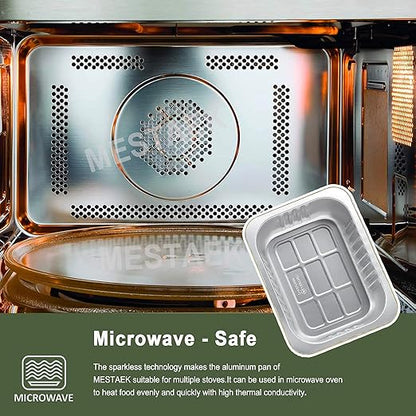 9"x6.5" Sturdy Foil Pans + Snap-On Lids (5 Pack) | 2X Thicker Heavy Duty Reusable 61oz | Grill Microwavable Multi-Use Pot | 3" Deep Disposable Aluminum Tin for Baking Cooking