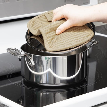 All-Clad Premium Pot Holder & Hot Pad: Heat Resistant to 500 Degrees - 100% Cotton, 10"x6.25" Hot Pad for Kitchen and Barbeque, (1-Pack), Cappuccino