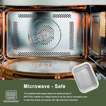 7"x5" Sturdy Foil Pans with Snap-On Lids (5 Pack) | 2X Thicker Heavy Duty Reusable 31oz | Grill Oven Microwavable Multi-Use Pot | Disposable Aluminum Tin for Baking Cooking