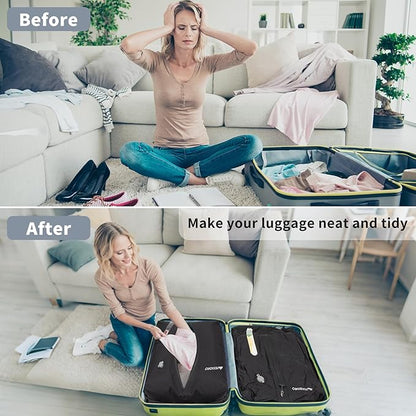 Vacuum Bag for Travel, Professional IPX8 Waterproof Reusable Vacuum Compression Bags for Travel Suitcases, Durable Space Saver Bag(2 Large,No Pump)