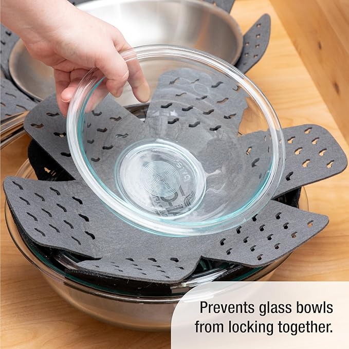 All-Clad Premium Cookware Protectors: Pot and Pan Protectors for Kitchen Organization - Perfect for Cast Iron, Steel, or Glass, 6-Piece, Black/Gray