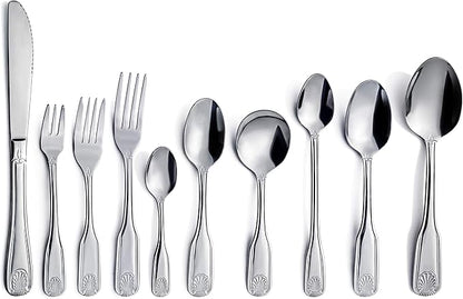 New Star Foodservice 58260 Shell Pattern, 18/0 Stainless Steel, Serving Spoon, 8.4-Inch, Set of 12