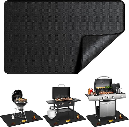 Large 90 x 48 inch Under Grill Mats for Outdoor Grill, Double-Sided Fireproof Deck Patio Protector Mat, Waterproof Oil-Proof BBQ Floor Pad Indoor Fire Pit Fireplace Mat