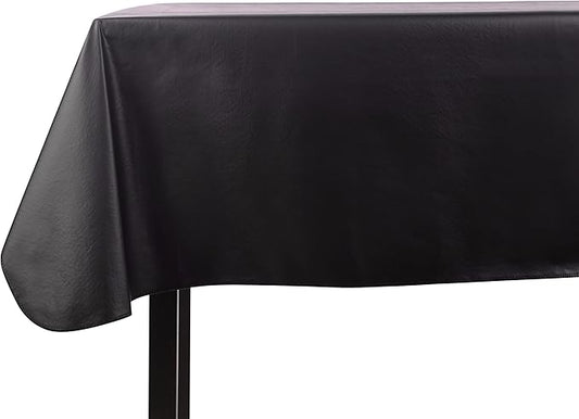 Yourtablecloth Heavy Duty Vinyl Rectangle or Square Tablecloth – 6 Gauge Heavy Duty Tablecloth – Flannel Backed – Wipeable Tablecloth with Vivid Colors & Many Sizes 52 x 120 Black