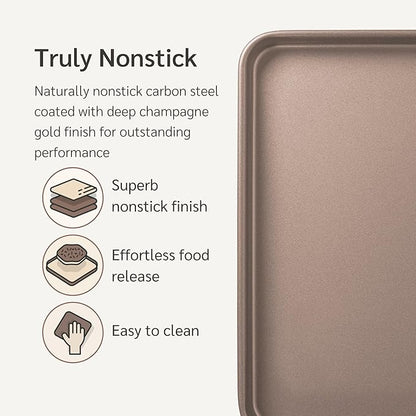 HAPPIELS Nonstick Non-Toxic 18-inch Half Baking Sheet 2-Pack | Premium Extra Thick Sheet Pan | Warp Resistant Large Cookie Sheet