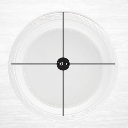 PLASTICPRO 200 Count Disposable 10 Inch White Plastic Dinner Plates Extra Large