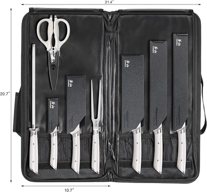 Cangshan HELENA Series German Steel Forged BBQ Knife Set (White, 9-Piece Bag Set)