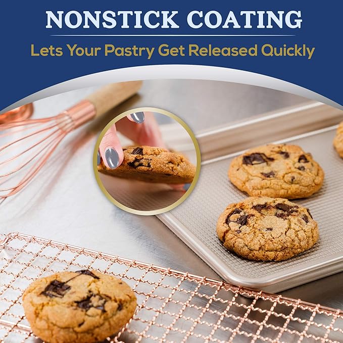 Ultra Cuisine Nonstick Quarter Sheet 13 +cookie sheets Baking Pan - Warp - Scratch Resistant - Texture for Easy Food Release - Durable Carbon Steel Design - Professional Quality 9 x 13 Baking Pan