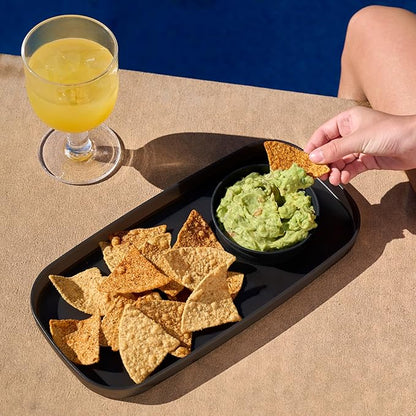 madesmart dipware Small Serving Plate, Collapsible & Removable Dip Bowl for Salsa, Queso, Sald, Olives, Premium Dishwasher & Microwave Safe, Multipurpose Plate & Bowl, Red