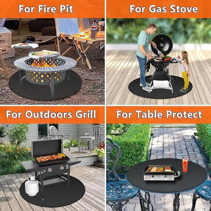 Round Fire Pit Mats for Under Fire Pit Compatible with Solo Stove Bonfire, Accessories Compatible with Solo Stove, 3-Layer Fireproof Esay to Clean Grill Mat Deck Protector, 47in