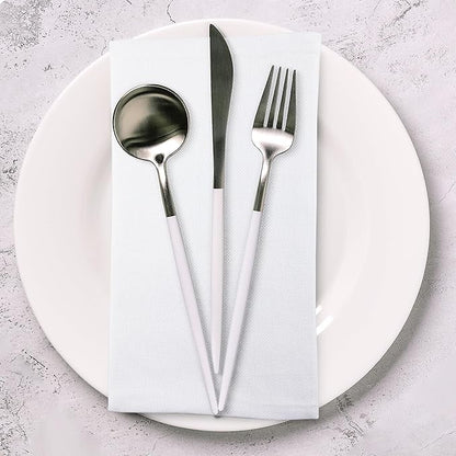 Urban Villa White Cloth Napkins Set of 10 100% Cotton Dinner Napkins Cloths Washable 20”x20” Absorbent Soft Durable Reusable-Ideal for Everyday Use Parties Wedding Thanks Giving Christmas Halloween
