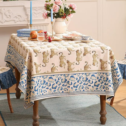 patdrea Designer Linen Rectangular Table Cloth,Vintage Leopard Animal Soft Extra Long Tablecloth,Fall Dacorative Cover for Kitchen Dining,Christmas,Parties,Holiday,Thanksgiving,67"x118"-from