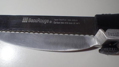 BaouRouge' Precision Slicing Knife (Right-Handed) - 8 and 1/4 Inches Stainless Serrated Blade With Cutting Guide for Exact Slices Up To 5/8 Inch Thick